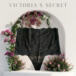 NEW - Victoria's Secret Black Lace High Waist Thong Panties, Discontinued. SZ-MD
